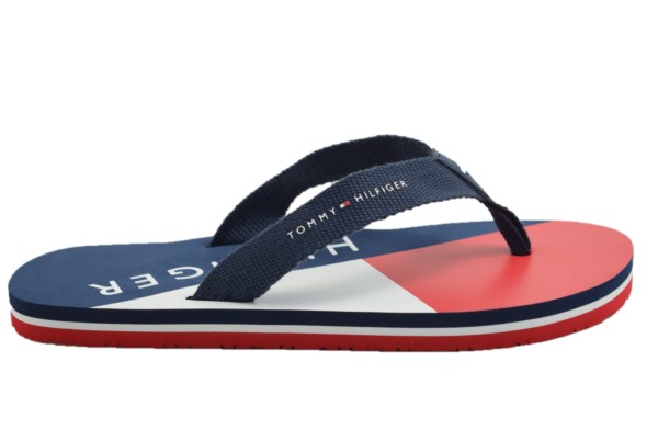 Γυναικεία σαγιονάρα Tommy Hilfiger LETTERING PRINT FLIP FLOP BLUE